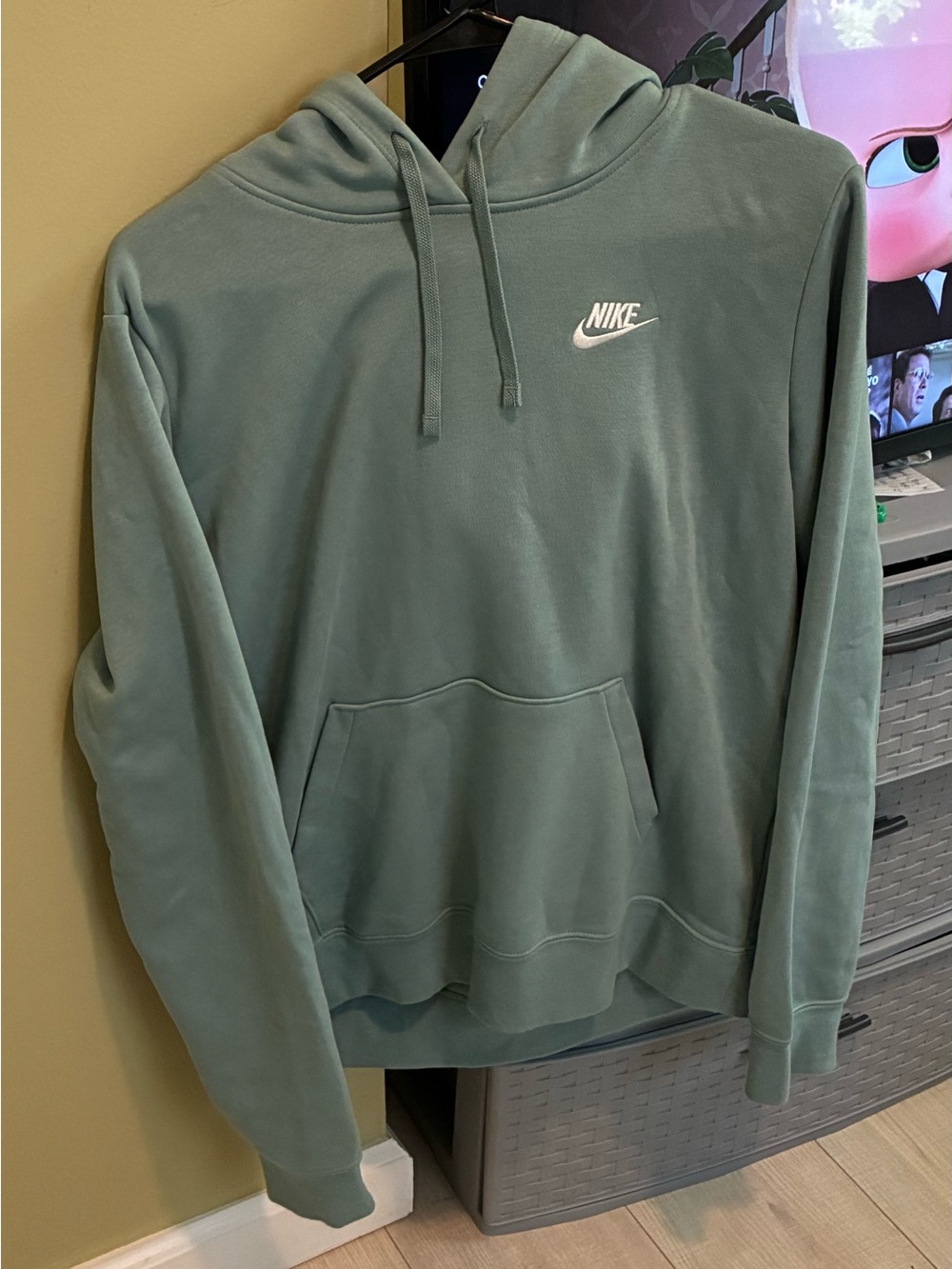 Nike Women's Pullover Hoodie in Sage Green with White Logo